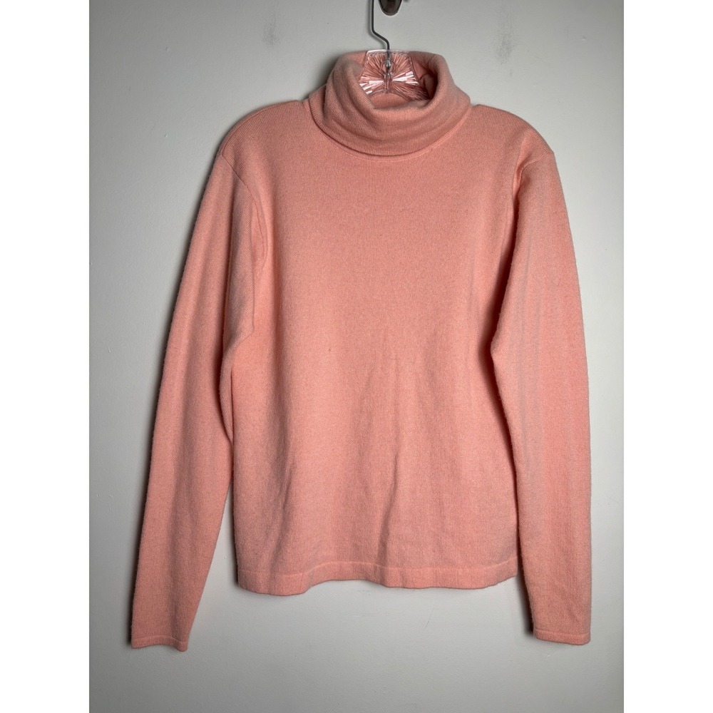 Ellen Tracy Womens Cashmere Turtleneck Sweater L Pastel Soft Girl Quiet Luxury